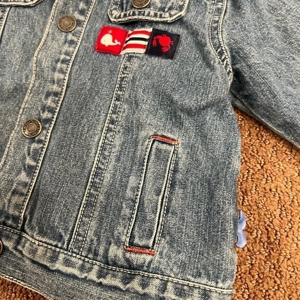 Carter’s Vintage Denim Jean Jacket Size 24 Months with Whale Tail